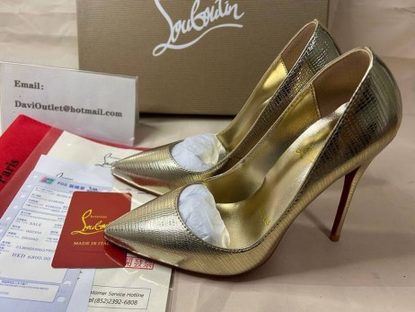 Christian Louboutin 이트 120 금속 도마뱀과 가죽 펌프 CL 신발장