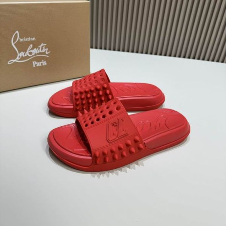 Christian Louboutin 그것을 쉽게 노새가 고무 빨간색 CL 신발
