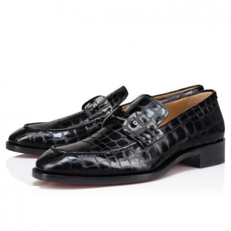 Christian Louboutin Chambelimoc 퍼 악어 가죽 검정