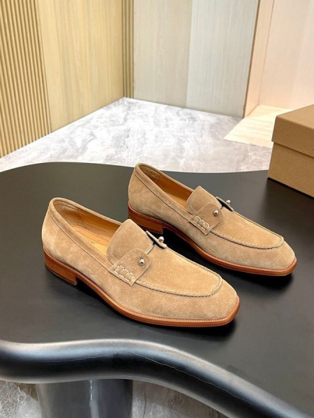 Christian Louboutin Chambelimoc 퍼 스웨이드 송아지를 가죽은 갈색 빛