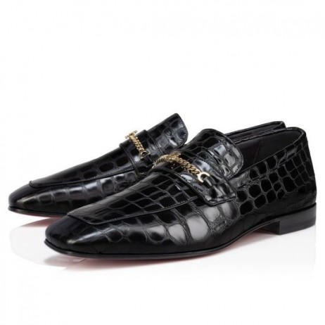 Christian Louboutin Mj Moc 퍼 악어 가죽 검정