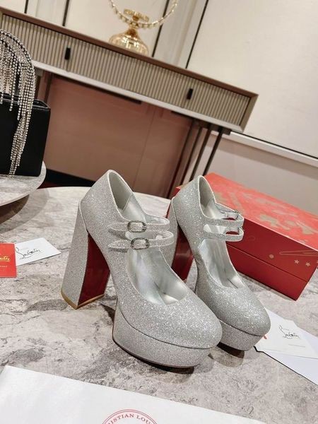 Christian Louboutin 플랫폼 Movida 인 130mm 반짝이 가죽 실버