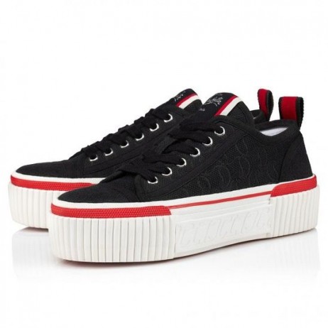 Christian Louboutin 슈퍼 Pedro40mm 운동 자 카드 직물 모노그램 CL 블랙 Christian Louboutin Shoes 점