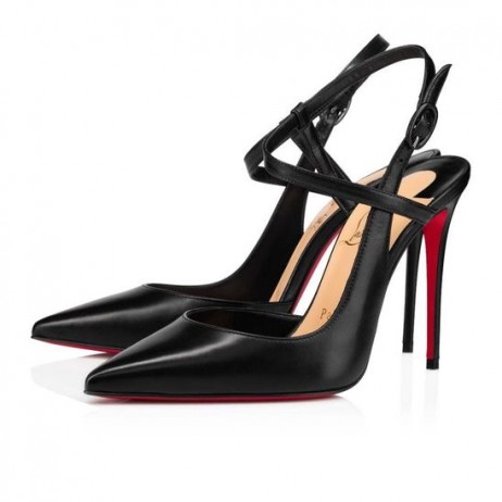 Christian Louboutin Jenlove100Mm 끈으로 펌프는 가죽 검정 Christian Louboutin Shoes