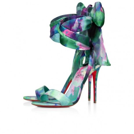 Christian Louboutin Sandale Du Désert100mm 샌들은 크레페 새틴이 우울증 멀티 컬러 인쇄