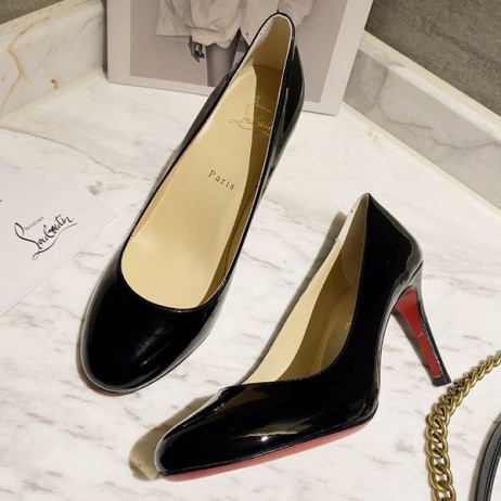 Christian Louboutin 간단한 특허가 가죽 펌프 85mm 블랙 CL 신발