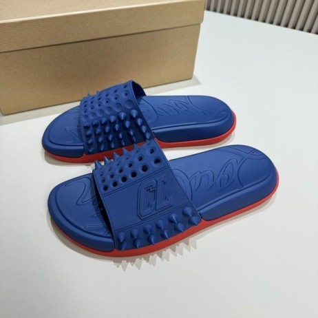 Christian Louboutin 그것을 쉽게 노새가 고무 어두운 푸른 CL 신발