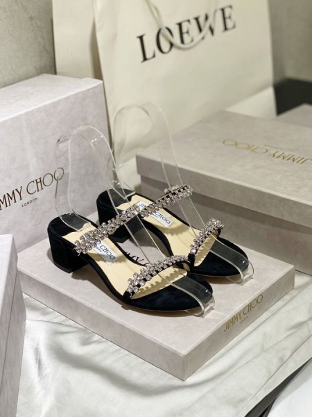 Jimmy Choo45mm 크리스탈 블랙 샌들