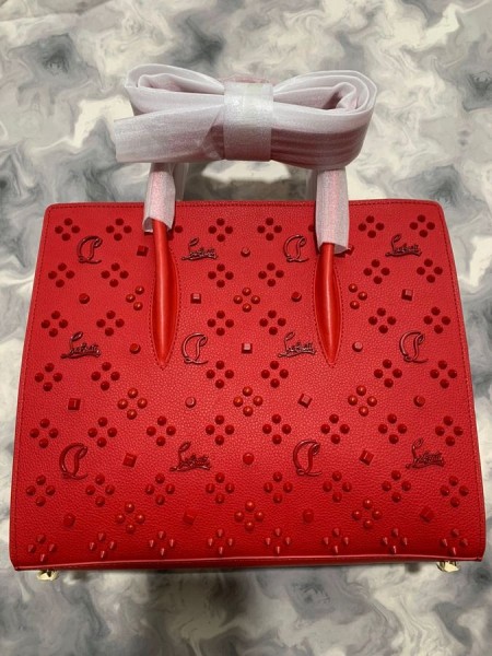 Christian Louboutin Paloma 중 최고 손잡이를 가진 송아지 그리고 스파이크 Loubinthesky 빨간색 Christian Louboutin