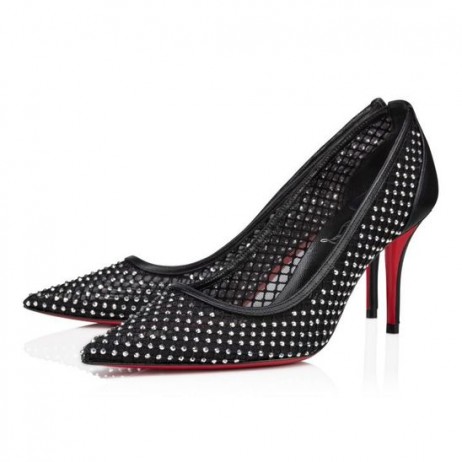 Christian Louboutin Apostropha 메시 납 80Mm 펌프 납 메시 Nappa 가죽 검정
