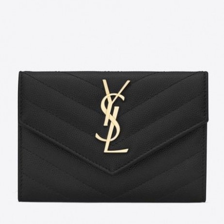 Saint Laurent 작은 봉투에 까만 가죽 지갑 Saint Laurent 지갑