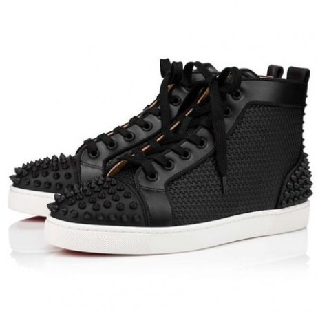 Christian Louboutin 높은 최고 스파이크 루 2 블랙/블랙 매트 Gomme