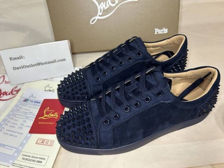 Christian Louboutin 낮은 최고 Seavaste2 올라 해양/해양 매트 스웨드 가죽 스니커즈