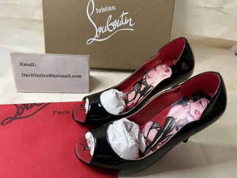 Christian Louboutin 펌프 병아리까지 100mm 블랙/lin Porpora-multi 특허