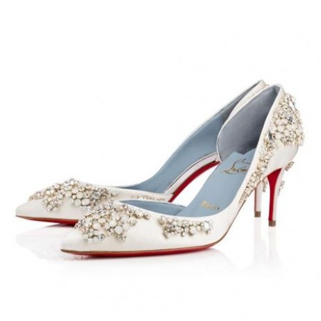 Christian Louboutin Pumps Brodirize70mm 버전 새틴 아이보리
