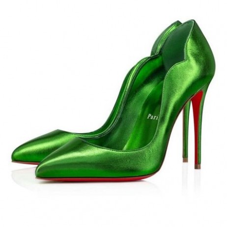 Christian Louboutin Pumps 뜨거운 병아리 가죽 100mm 시금치/lin 시금치 신발
