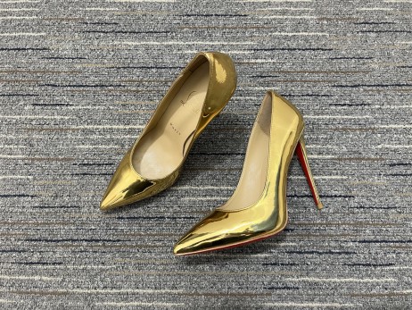 Christian Louboutin Kate 100mm Pumps Degrade Metallic Leather Gold