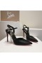 Christian Louboutin Goldina 비 100mm 펌프 크리스탈 버클이 장식된 새틴 블랙