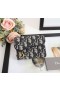 디올 안장 Lotus 지갑 블루올 경사 자카드 10.5CM