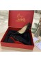 Christian Louboutin Anjalina 스파이크 펌프 박힌 블랙 특허 가죽 CL 신발