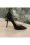 Christian Louboutin Anjalina 스파이크 펌프 박힌 블랙 특허 가죽 CL 신발