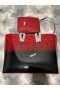 Christian Louboutin Cabata 끈달린 가방 Degraloubi 인쇄 Patent Leather Black Red
