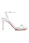 Christian Louboutin Loubigirl85mm 끈으로 된 샌들의 무지개 빛깔의 가죽 실버 CL 신발