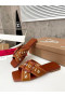 Christian Louboutin Crossimule 가죽 샌들이 어두운 갈색 CL 신발