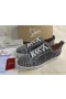 Christian Louboutin 루이스 주니어 스파이크 Orlato 평 운동화 흑백 캔버스 회색