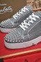 Christian Louboutin 루이스 주니어 스파이크 Orlato 평 운동화 흑백 캔버스 회색