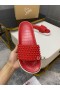 Christian Louboutin 수영장 등 재미있는 슬라이드 샌들이 못을 박은 악어가 돋을새김되는 고무 빨간