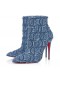 Christian Louboutin 이트 부티 Toile 데님 Brode100Mm 저렴한 부츠에 데님 Louboutin 자수