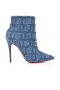 Christian Louboutin 이트 부티 Toile 데님 Brode100Mm 저렴한 부츠에 데님 Louboutin 자수