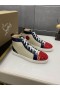 Christian Louboutin 스파이크 플랫 남성 스니커즈는 특허 가죽색