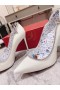 Christian Louboutin Wo 병아리 여왕 100 특허 가죽 펌프 화이트 CL 신발