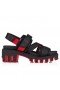 Christian Louboutin 여름 언덕 35Mm 샌들 Nappa 가죽 Neopren 고 리본을 검정 CL 신발