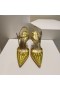 Christian Louboutin Goldina 비 100mm 펌프 크리스탈 치장된 특허 골드