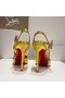 Christian Louboutin Goldina 비 100mm 펌프 크리스탈 치장된 특허 골드