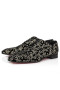 Christian Louboutin Greggy 병아리 아파트 벨벳 로열 자수를 블랙 CL 신발