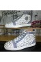 Christian Louboutin 루 Pik Pik 높은 최고 운동화 가죽 파이썬은 흰색,회색