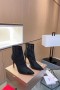 Christian Louboutin 이트 부티 100mm 깃털 스웨이드 실버 스터드 블랙