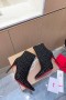 Christian Louboutin 이트 부티 100mm 깃털 스웨이드 실버 스터드 블랙