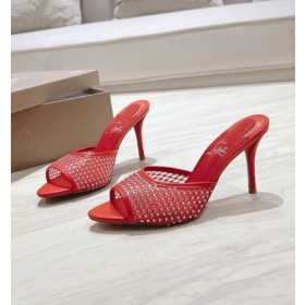 Christian Louboutin Apostropha ë…¸ìƒˆ ë©”ì‹œ ë‚© 80Mm ë®¬ ë ˆë“œ