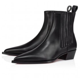 Christian Louboutin Cheliviss 저렴한 부츠 송아지를 가죽 검정 CL 신발