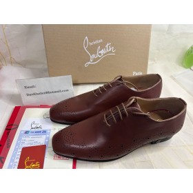 Christian Louboutin Corteobello 옥스포드는 페인트칠된 종아리에 가죽 Atlantic Brown
