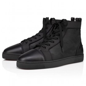 Christian Louboutin 루이스 운동화를 송아지를 가죽 및 자카드 블랙