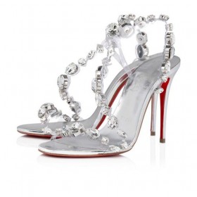 Christian Louboutin 로잘리 보석 100Mm 샌들 Tpu 및 Specchio 가죽 크리스탈