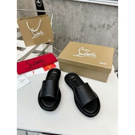 Christian Louboutin 여성 슬리퍼 샌들 Nappa 가죽 검정