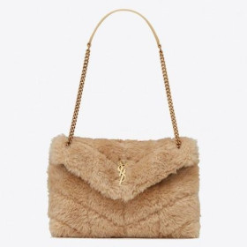 Saint Laurent Loulou 호흡 작은 가방 베이지 색 가죽 Saint Laurent 가방