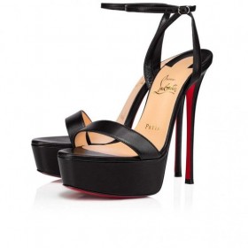 Christian Louboutin Loubi 퀸 Alta150Mm 샌들 Nappa 가죽 검정